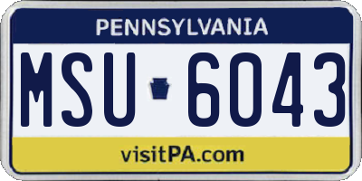 PA license plate MSU6043