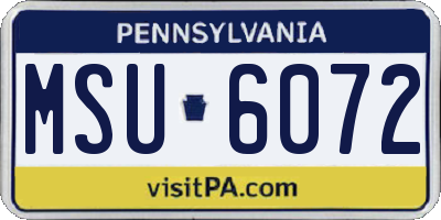 PA license plate MSU6072