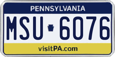 PA license plate MSU6076