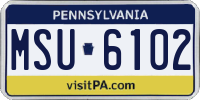 PA license plate MSU6102