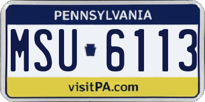 PA license plate MSU6113