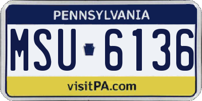 PA license plate MSU6136