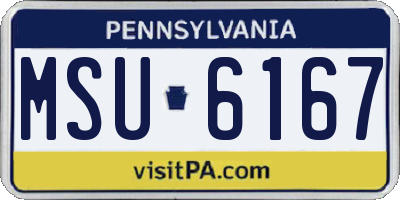 PA license plate MSU6167
