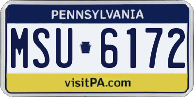 PA license plate MSU6172
