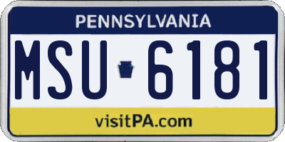 PA license plate MSU6181