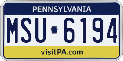 PA license plate MSU6194
