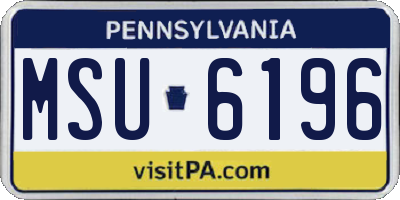 PA license plate MSU6196