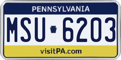 PA license plate MSU6203