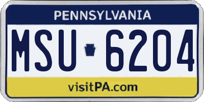 PA license plate MSU6204