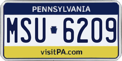 PA license plate MSU6209