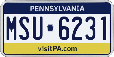 PA license plate MSU6231