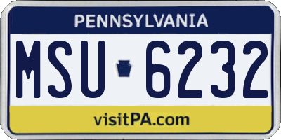 PA license plate MSU6232