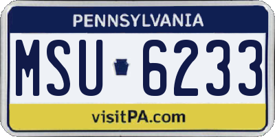PA license plate MSU6233
