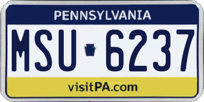 PA license plate MSU6237