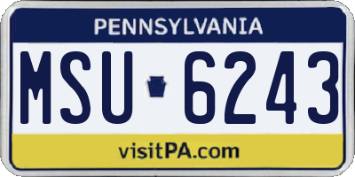 PA license plate MSU6243