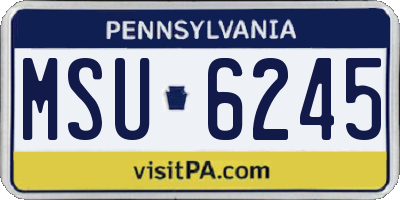 PA license plate MSU6245