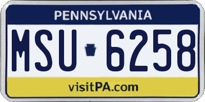 PA license plate MSU6258
