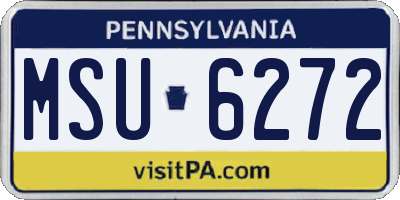 PA license plate MSU6272
