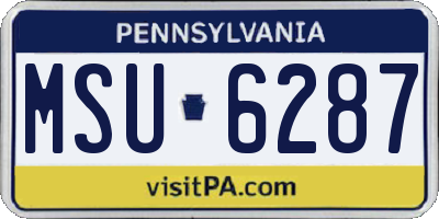 PA license plate MSU6287