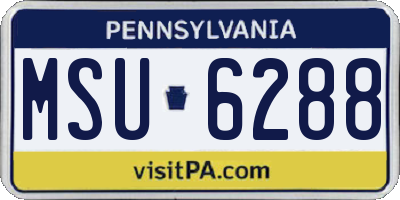 PA license plate MSU6288