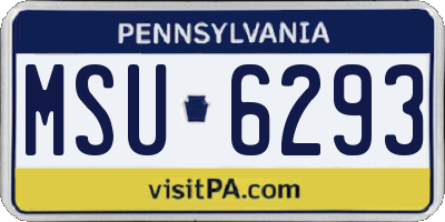PA license plate MSU6293