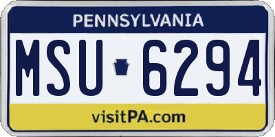 PA license plate MSU6294