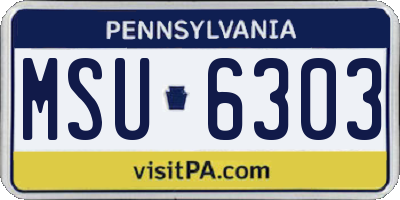 PA license plate MSU6303