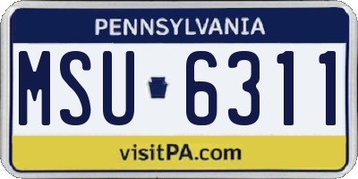PA license plate MSU6311
