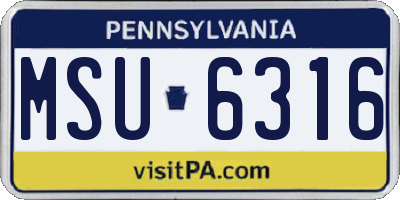 PA license plate MSU6316