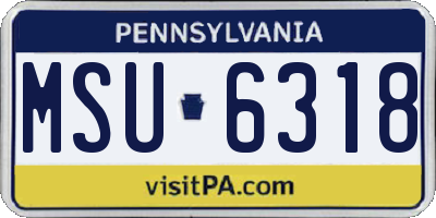 PA license plate MSU6318