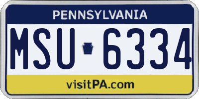 PA license plate MSU6334