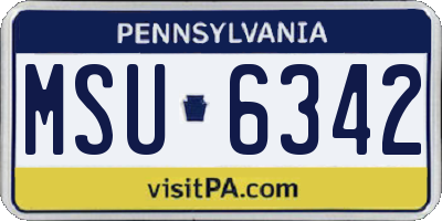 PA license plate MSU6342