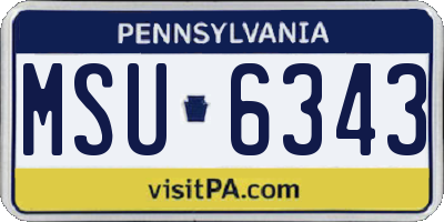PA license plate MSU6343