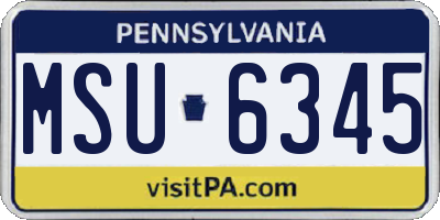 PA license plate MSU6345