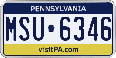 PA license plate MSU6346