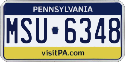 PA license plate MSU6348