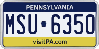 PA license plate MSU6350