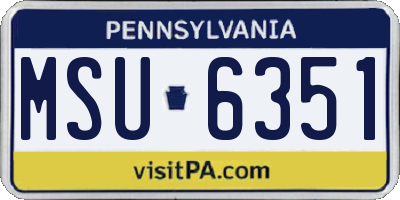 PA license plate MSU6351