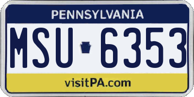 PA license plate MSU6353