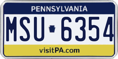 PA license plate MSU6354