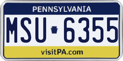 PA license plate MSU6355