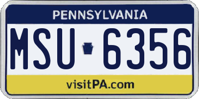 PA license plate MSU6356