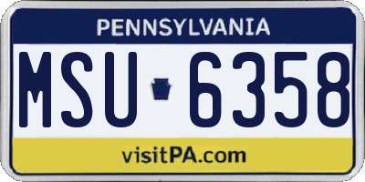 PA license plate MSU6358