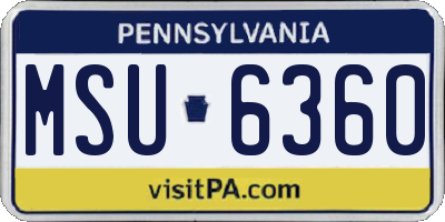 PA license plate MSU6360