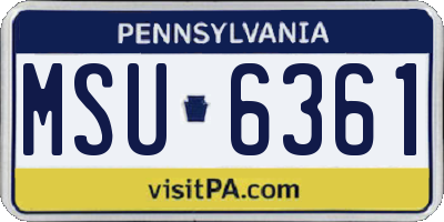 PA license plate MSU6361