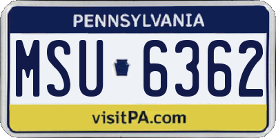 PA license plate MSU6362