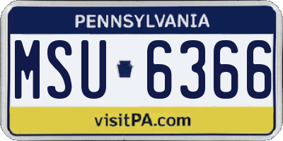 PA license plate MSU6366