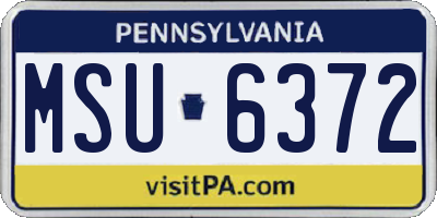 PA license plate MSU6372