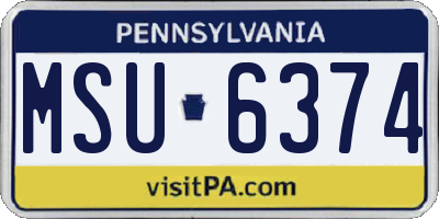 PA license plate MSU6374