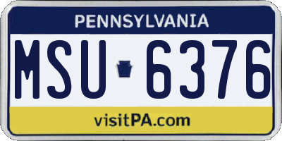 PA license plate MSU6376